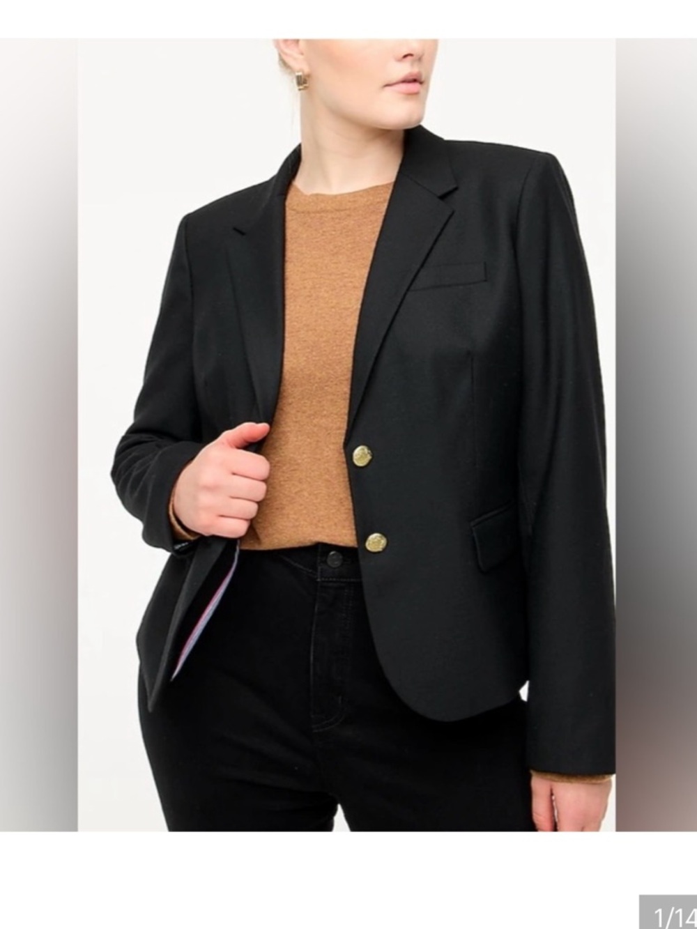 J. Crew $198 Original Schoolboy Blazer Black Size 16 wool blend classic NWT